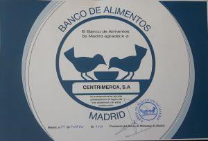 Diploma a Centrimerca del Banco de Alimentos